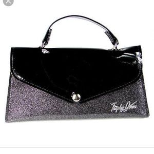 Trophy Queen Black Vinyl Glitter Purse Pinup Retro